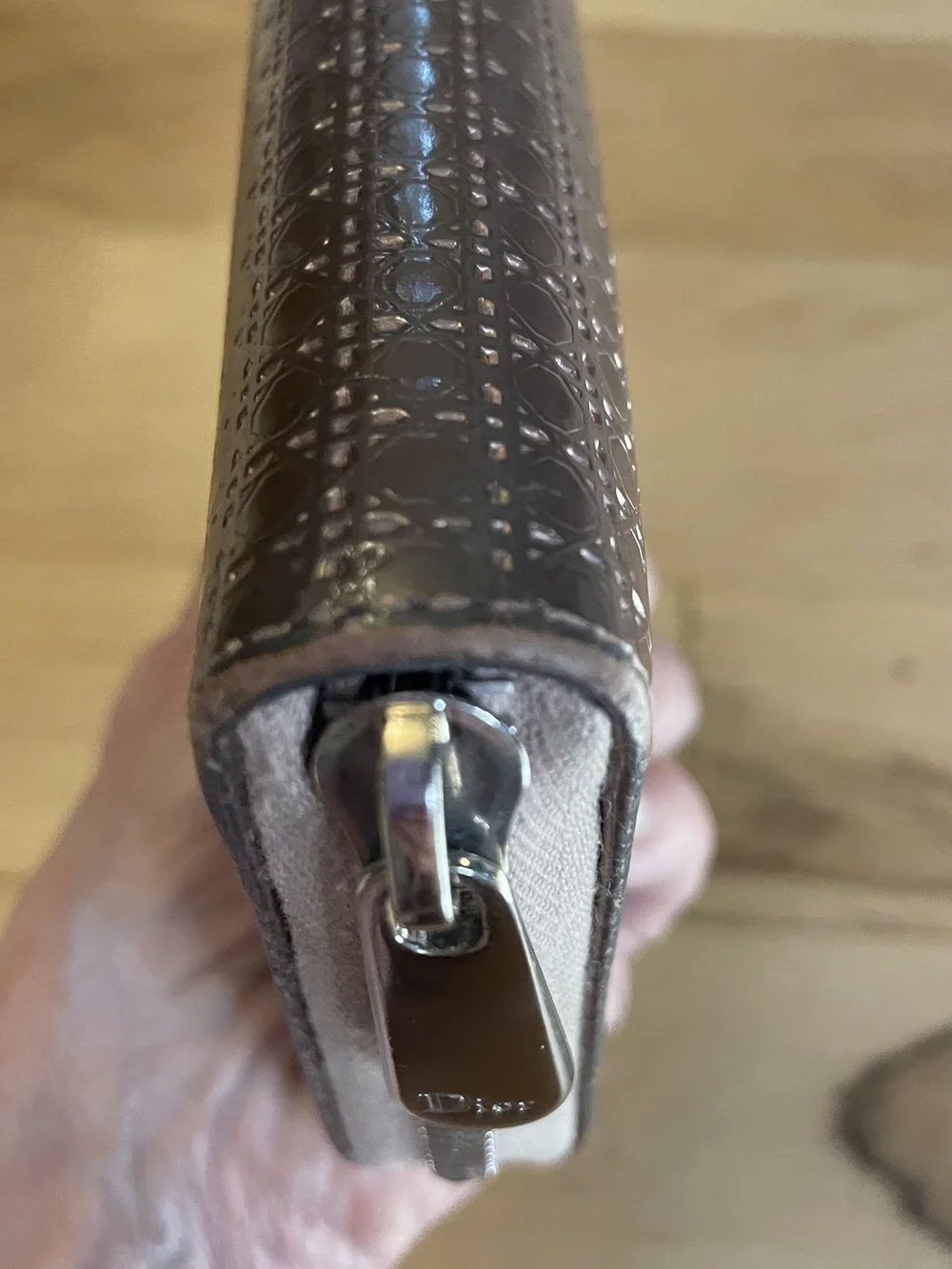 Christian Dior Diorissimo Embossed Zip Around Continental Wallet Brown
